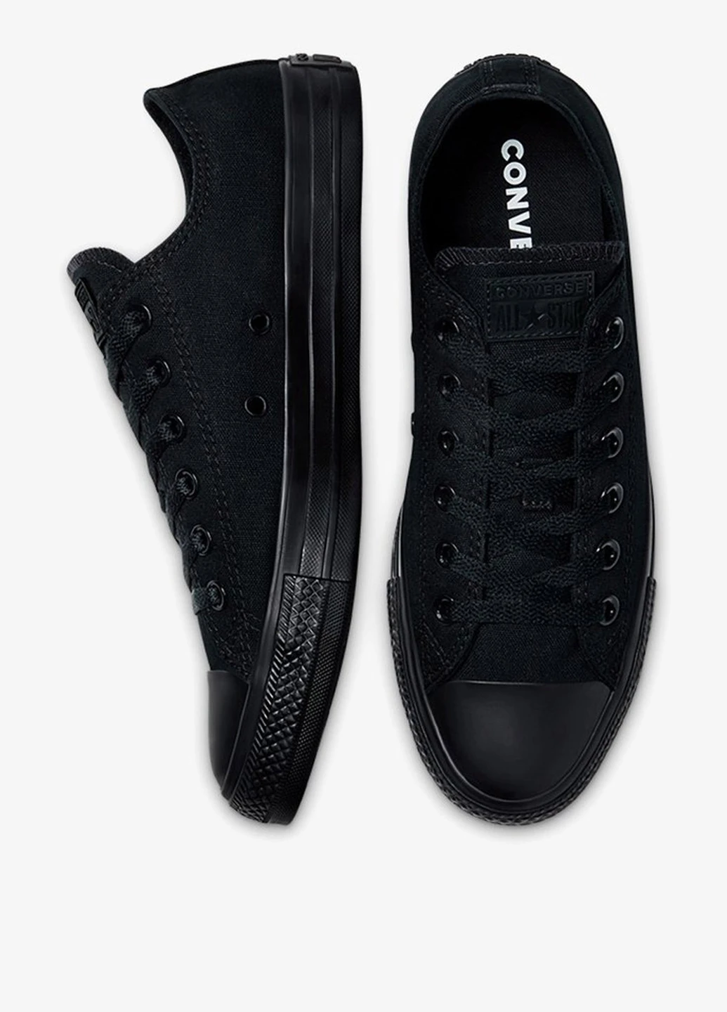 Черные кеды Converse ALL STAR OX BLACK MONO с логотипом