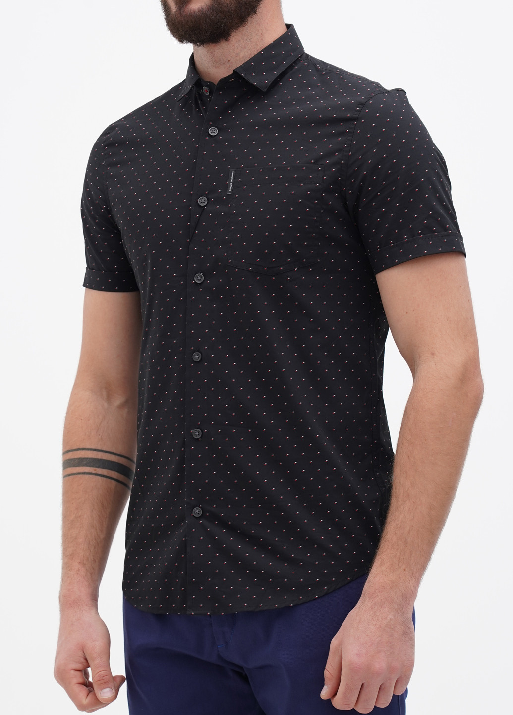 Черная кэжуал рубашка в горошек Emporio Armani EA7