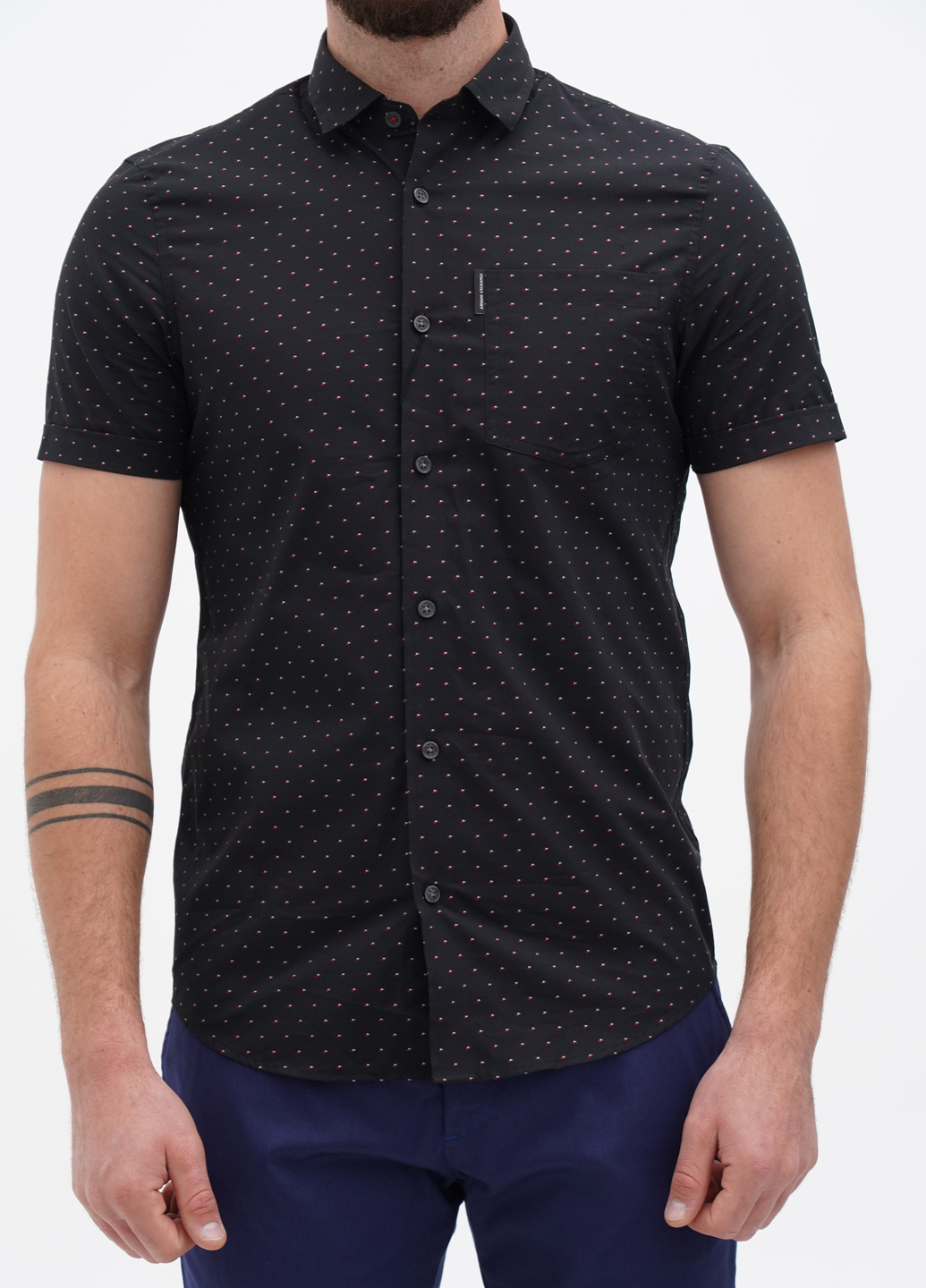 Черная кэжуал рубашка в горошек Emporio Armani EA7