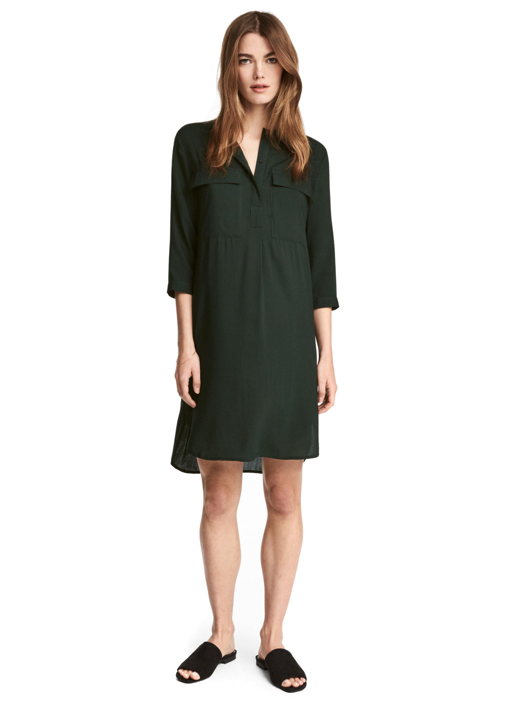 Темно-зеленое кэжуал платье H&M