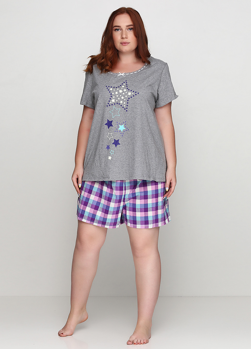 Серая всесезон пижама (футболка, шорты) Simply Basic