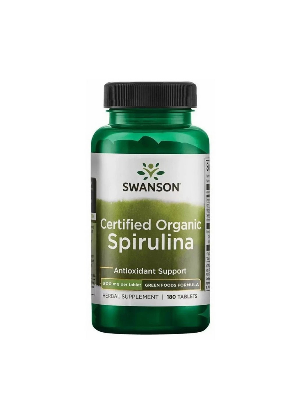 Спіруліна Certified Organic Spirulina 500 mg 180 таблеток Swanson (255407665)