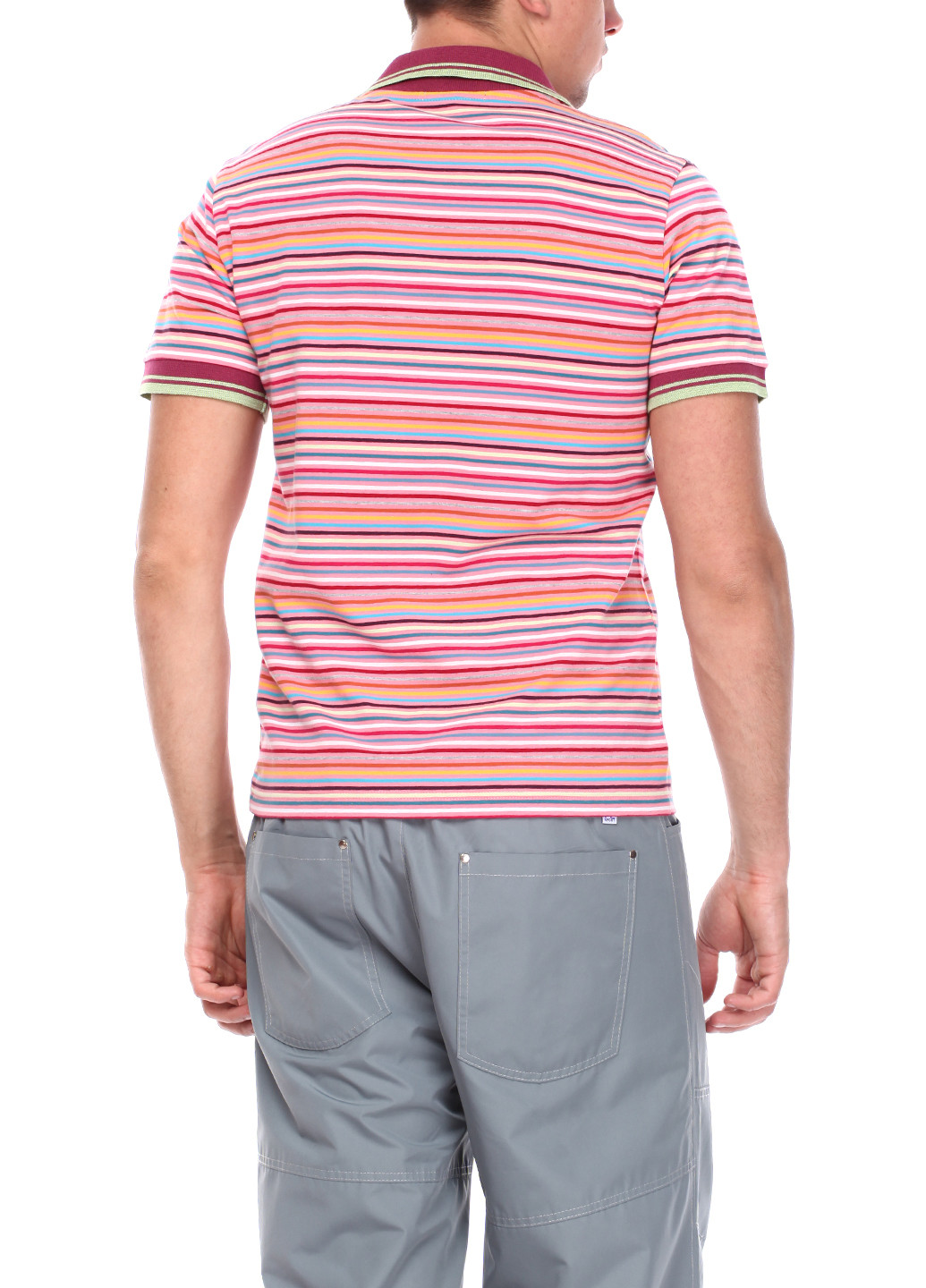 Бордовая футболка-поло для мужчин Flash в полоску