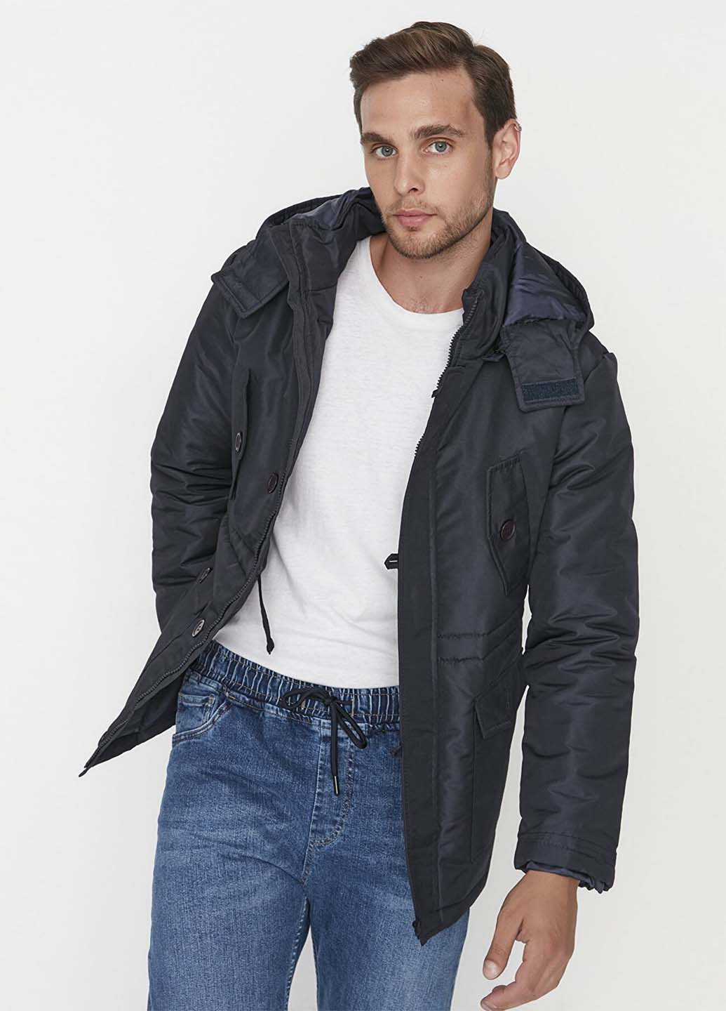 Темно-синя демісезонна куртка Trendyol