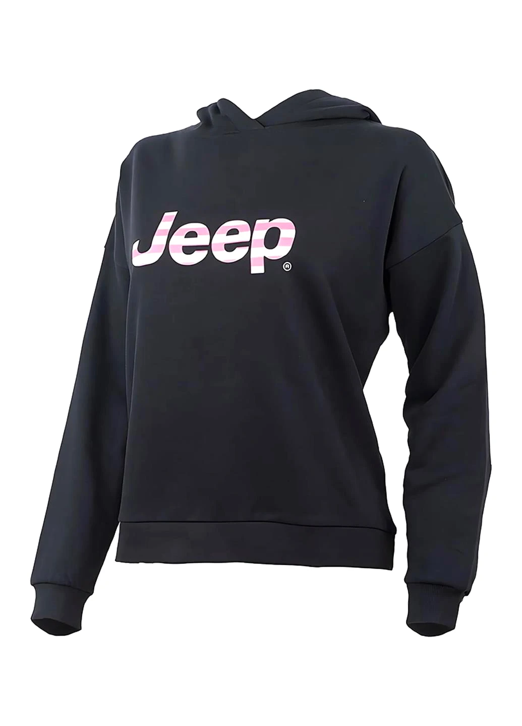 Худи O102609-B000 Jeep Hooded Cropped Sweatshirt Striped Print Black (367049492)