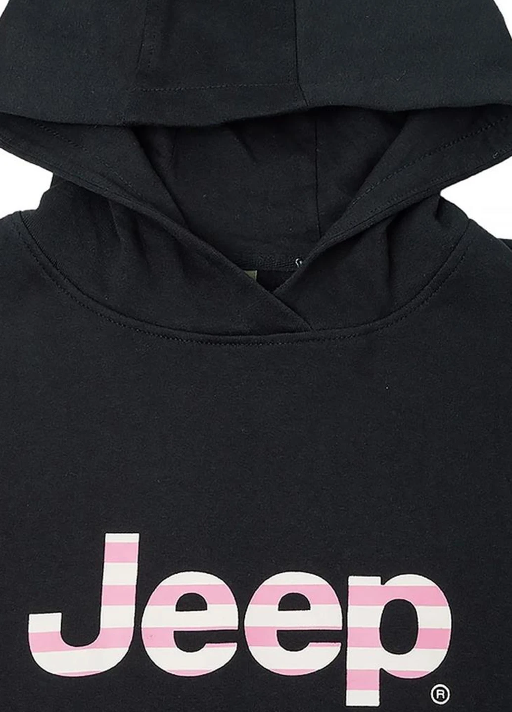 Худи O102609-B000 Jeep Hooded Cropped Sweatshirt Striped Print Black (367049492)