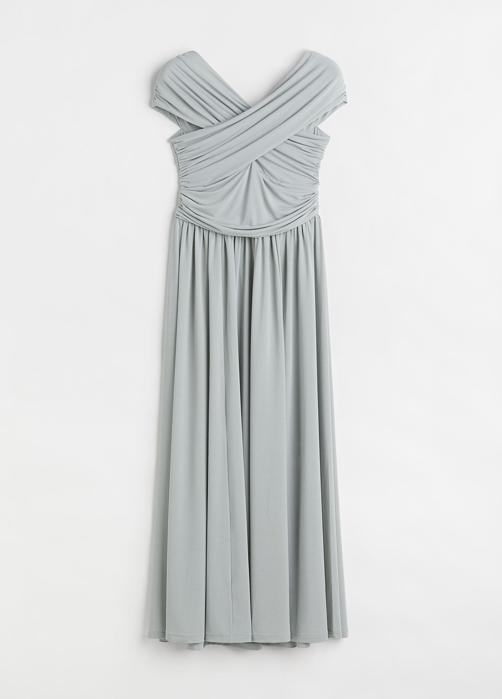 Мятное кэжуал платье с открытыми плечами H&M однотонное