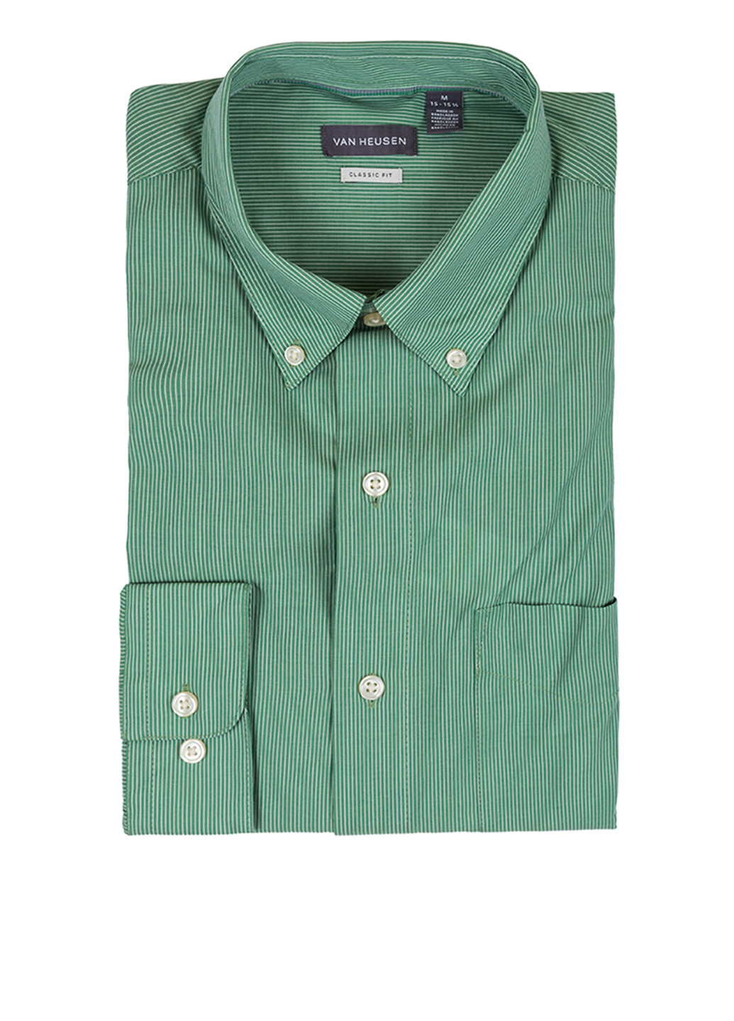 Зеленая кэжуал рубашка в полоску Van Heusen с длинным рукавом