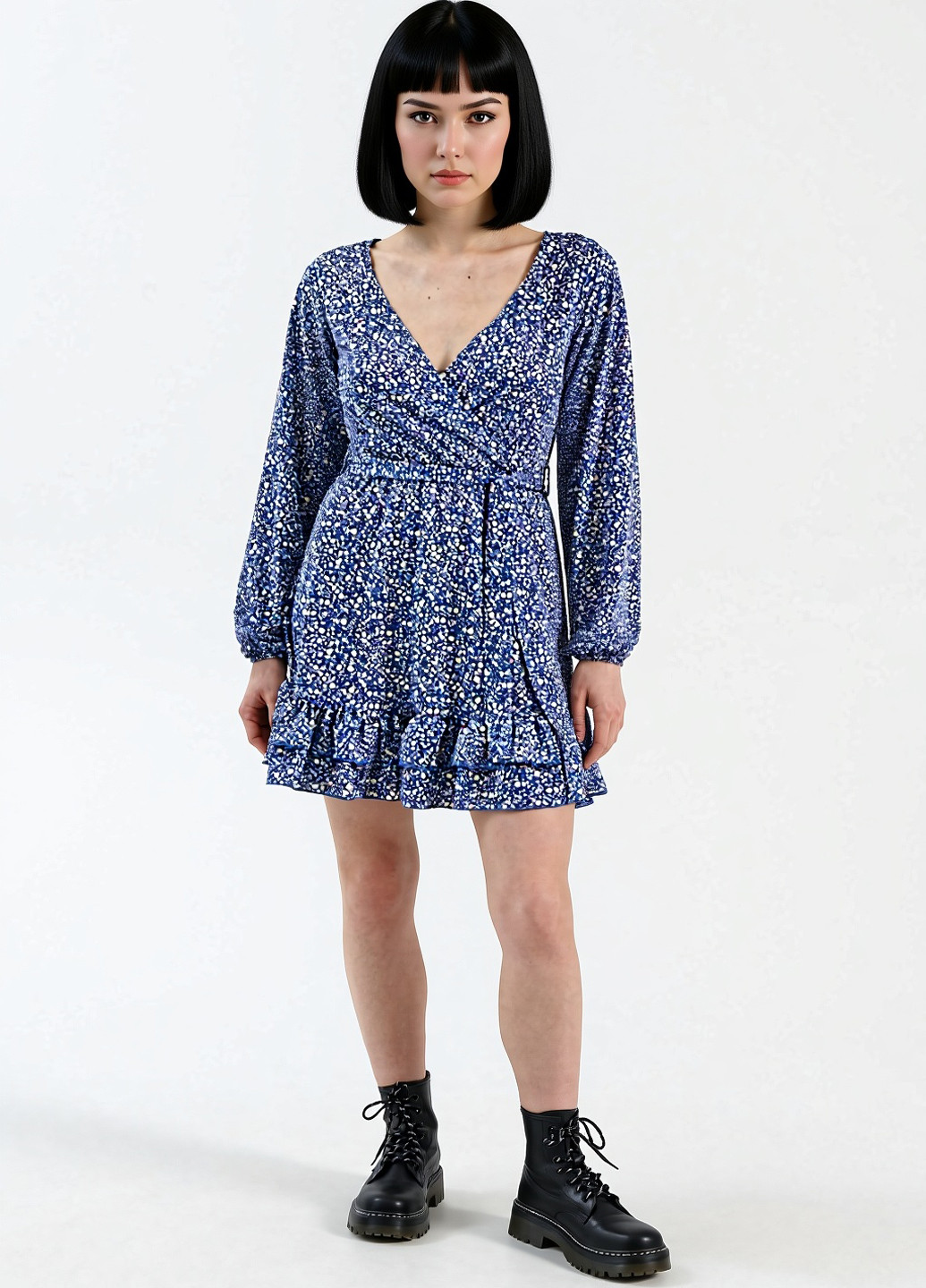 Синя кежуал сукня кльош House з квітковим принтом