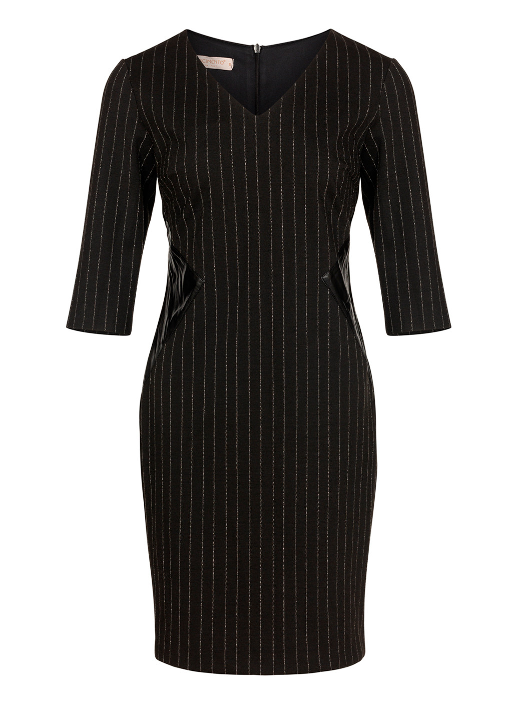 Черное деловое женское мини платье в полоску футляр Rinascimento в полоску