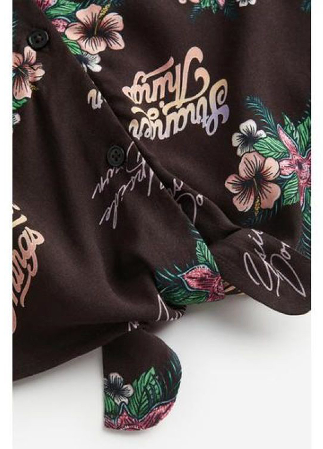 Темно-коричневая цветочной расцветки блузка H&M летняя