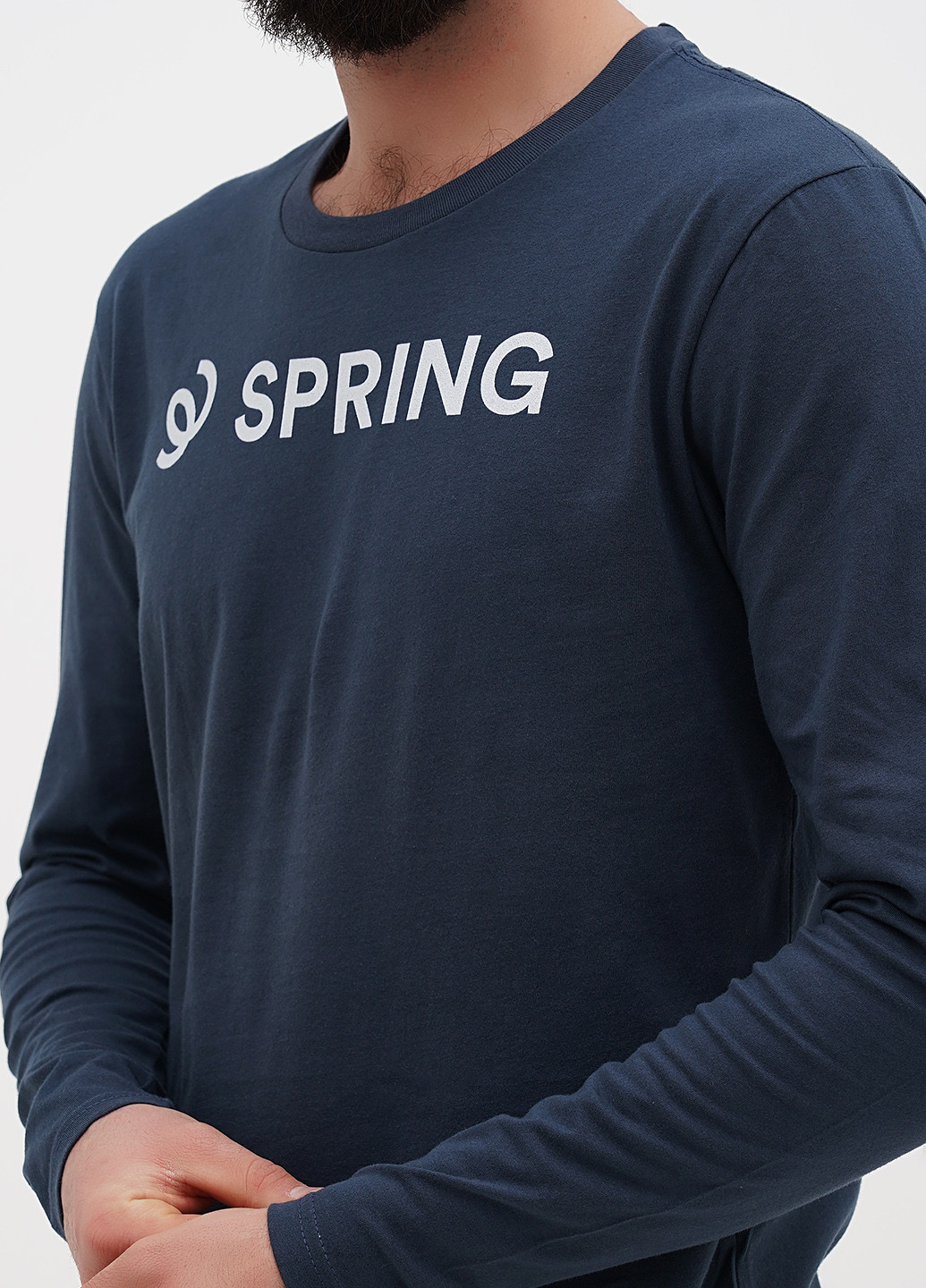 Лонгслів Next Level напис сіро-синій кежуали бавовна