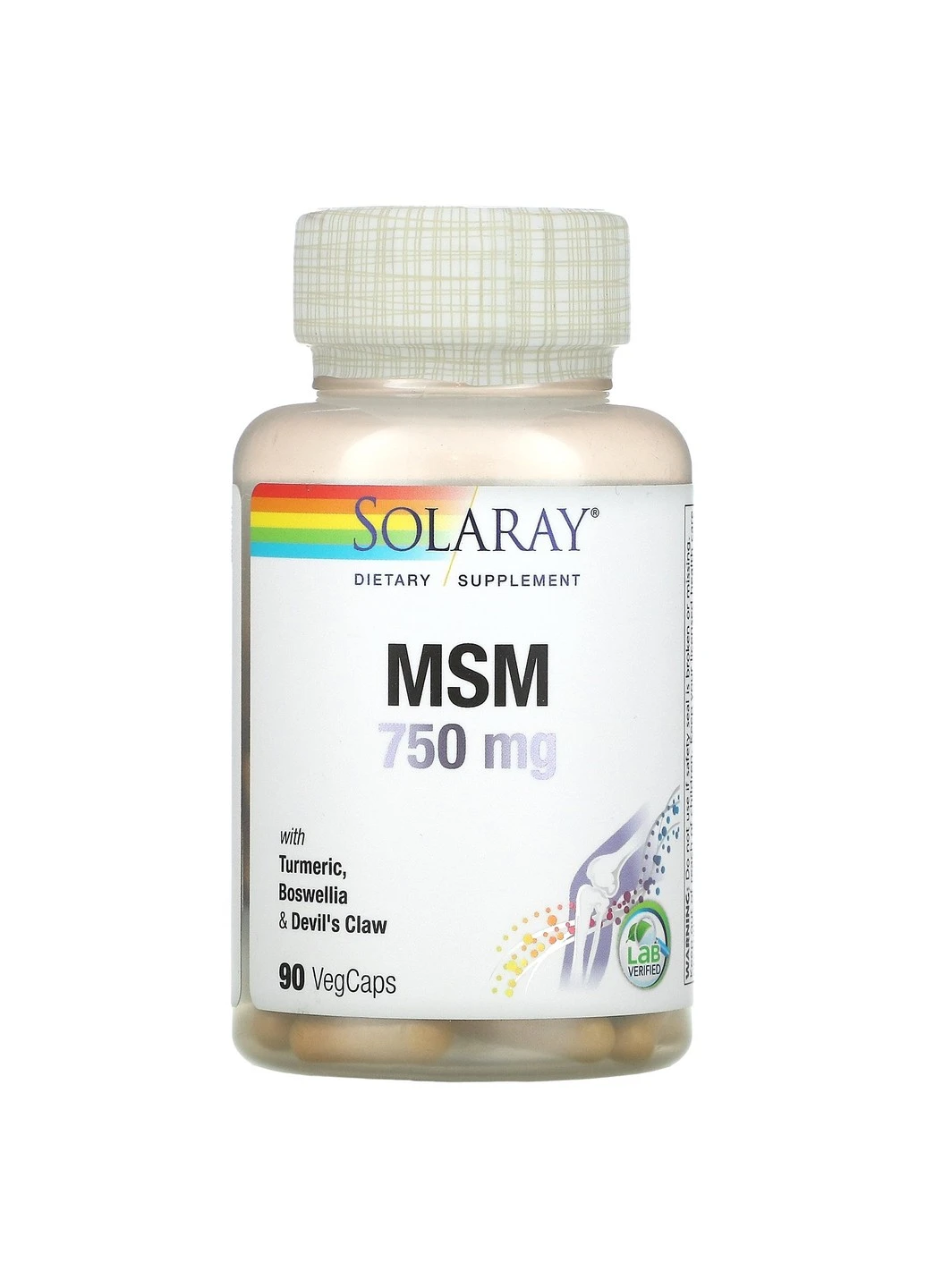 Метилсульфонілметан MSM 750 mg 90 капсул Solaray (255408177)