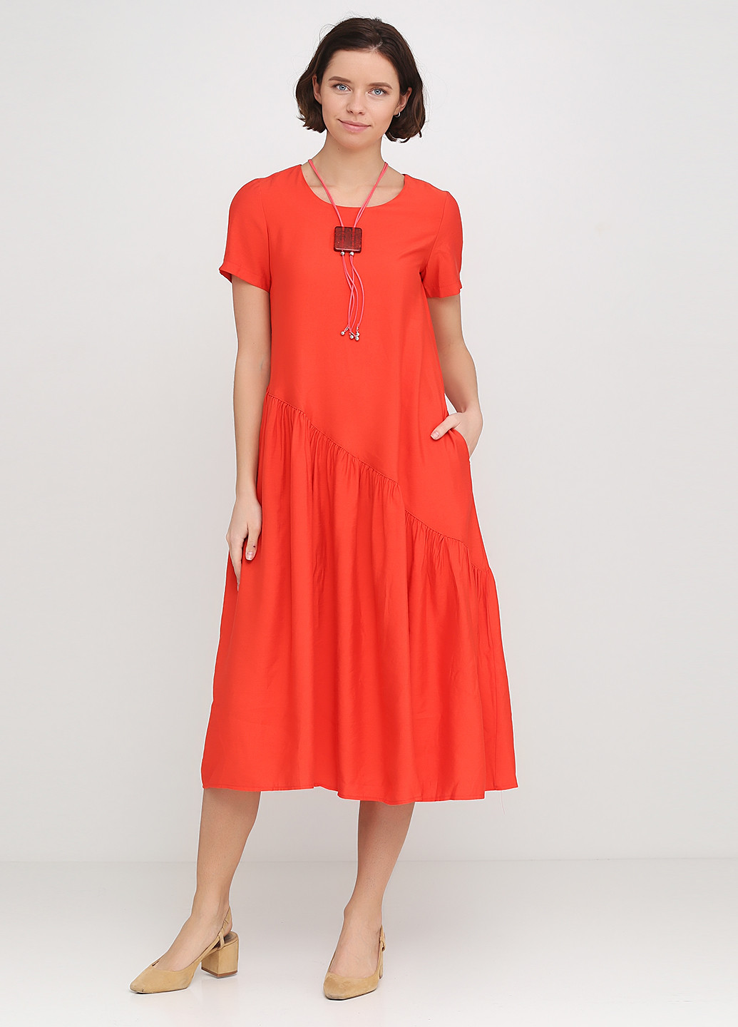 Оранжевое кэжуал платье Gogo однотонное