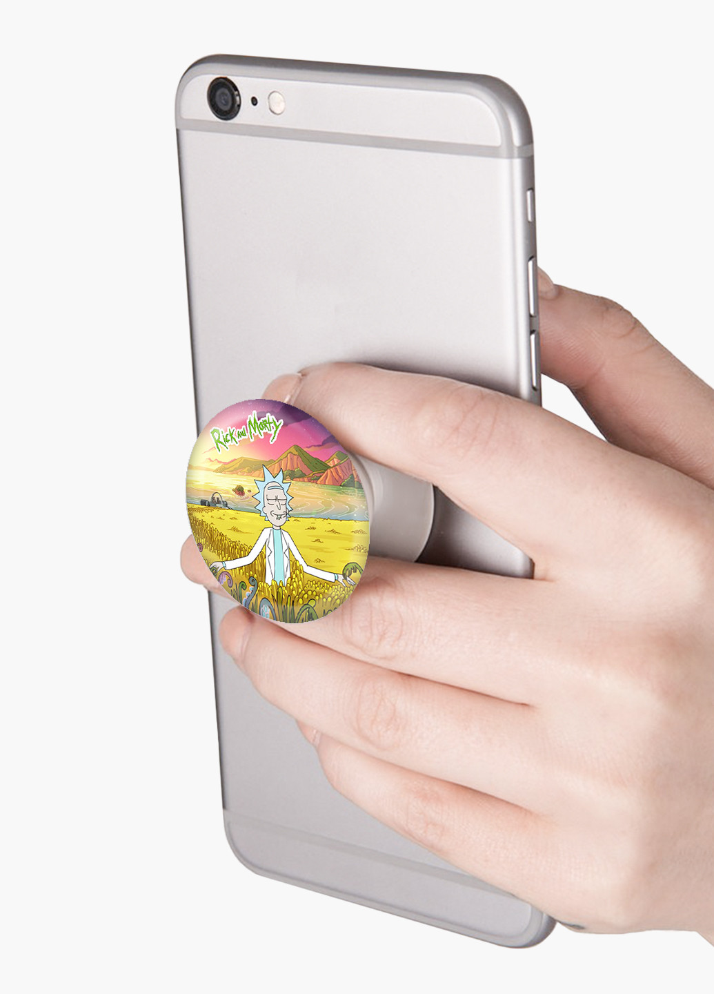 Попсокет (Popsockets) тримач для смартфону Рік і Морті (Rick and Morty) (8754-1236) Чорний MobiPrint (216748537)