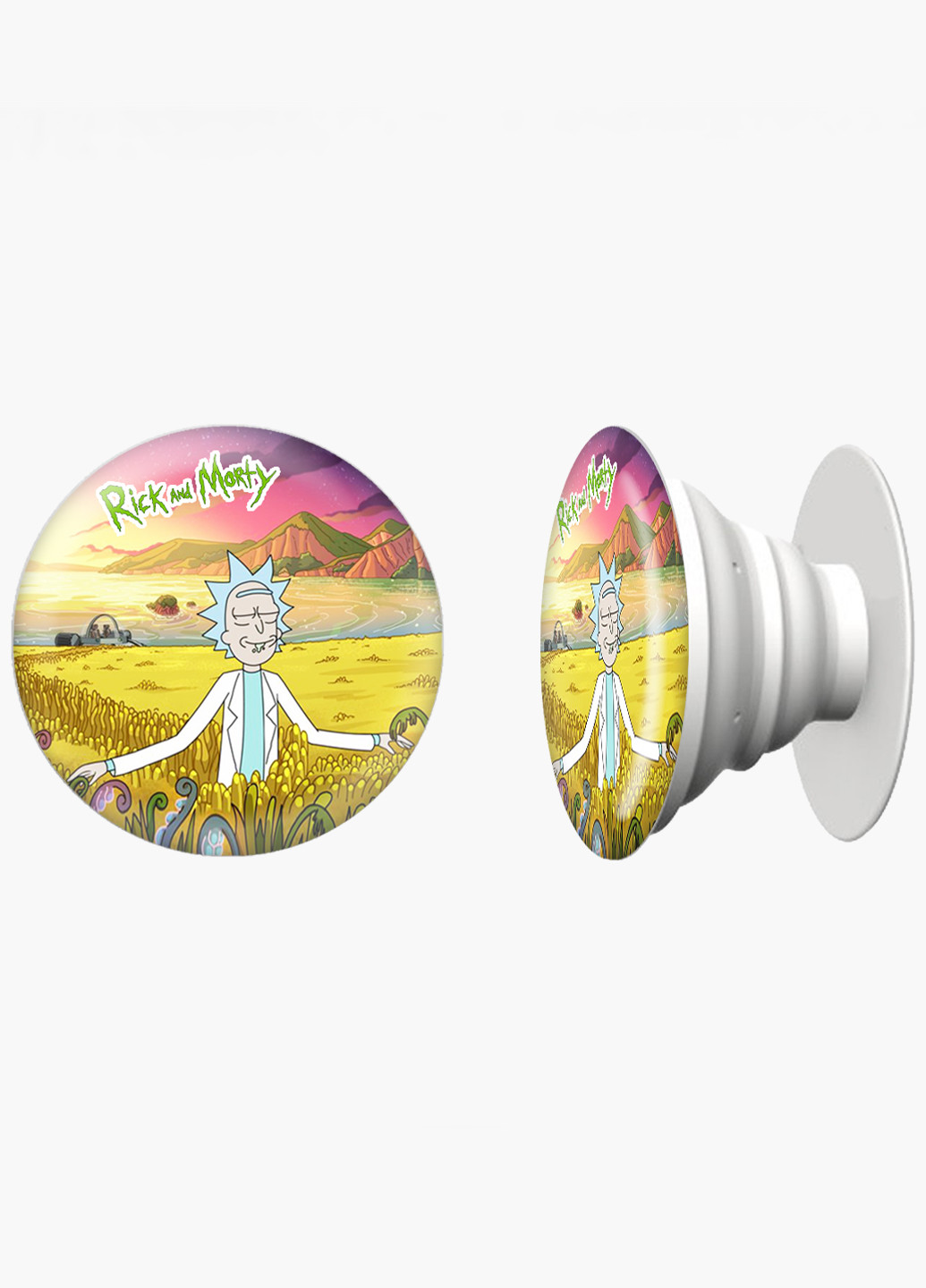 Попсокет (Popsockets) держатель для смартфона Рик и Морти (Rick and Morty) (8754-1236) Черный MobiPrint (216748537)