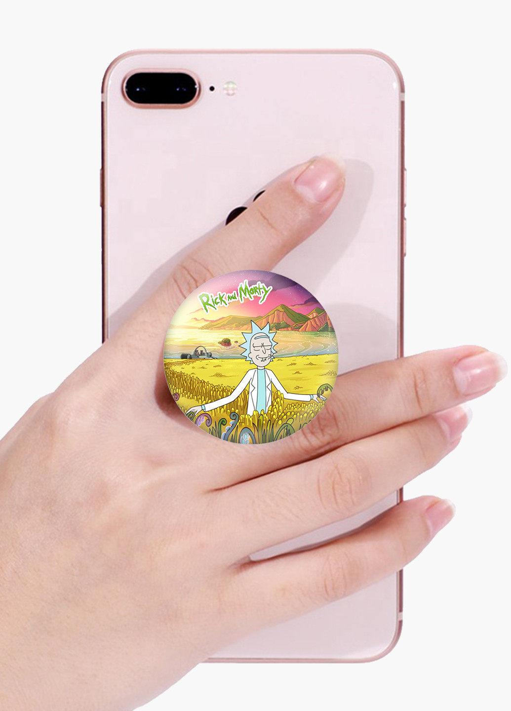 Попсокет (Popsockets) тримач для смартфону Рік і Морті (Rick and Morty) (8754-1236) Чорний MobiPrint (216748537)