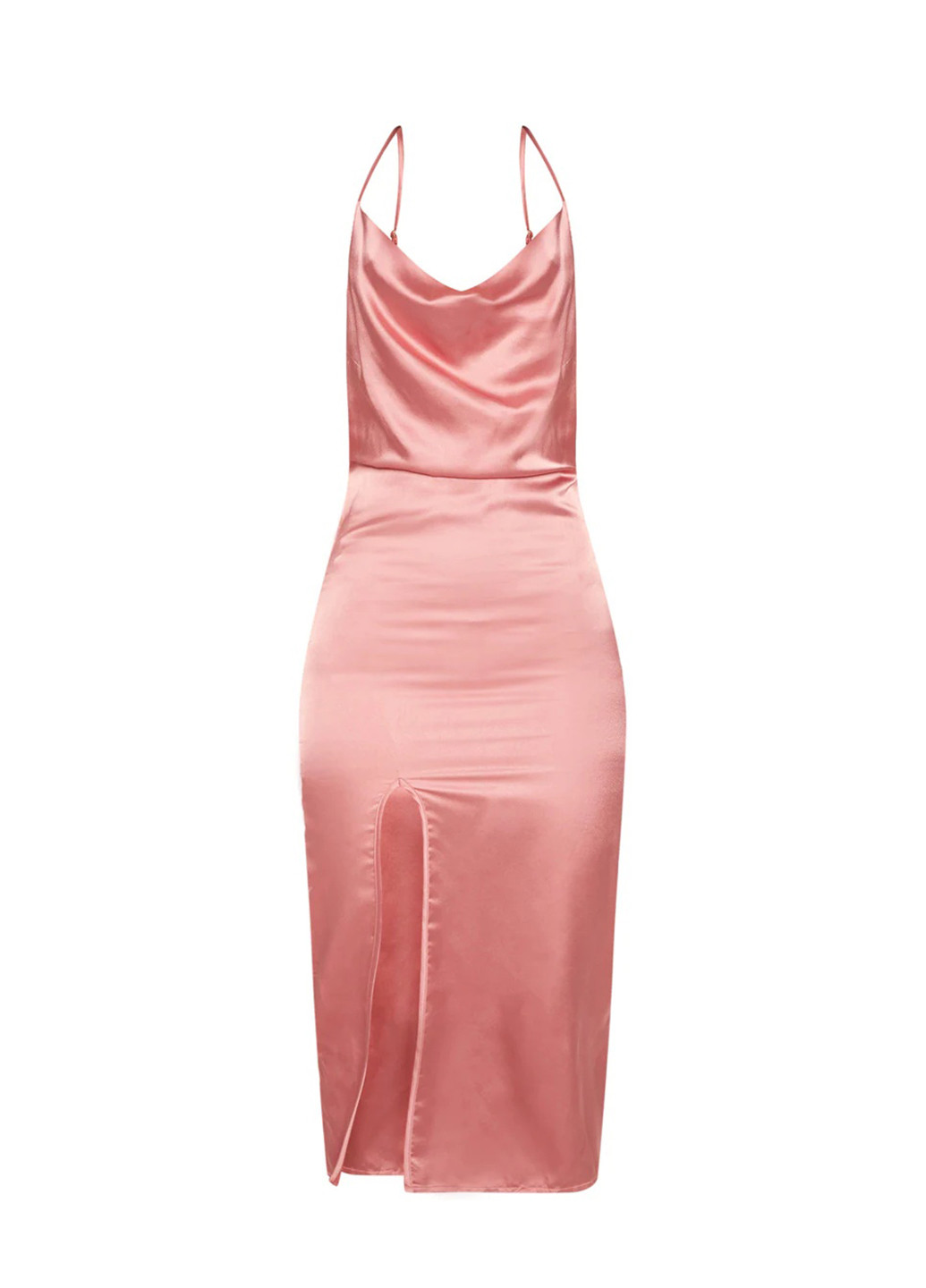 Розовое вечернее платье с открытой спиной PrettyLittleThing однотонное