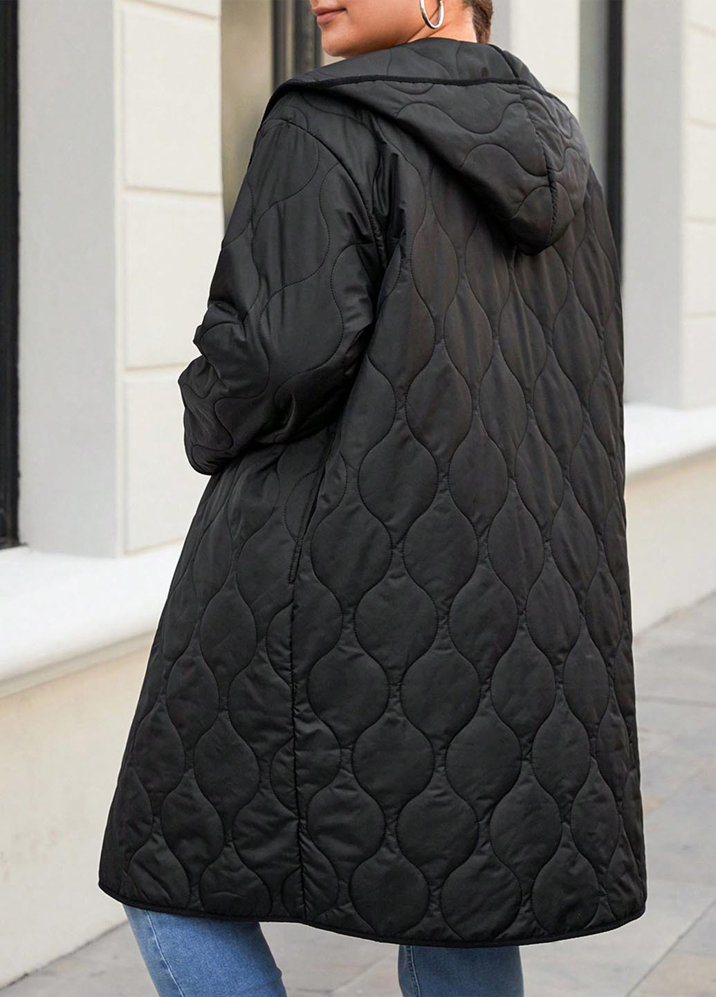 Чорна зимня куртка куртка-лайнер SHEIN