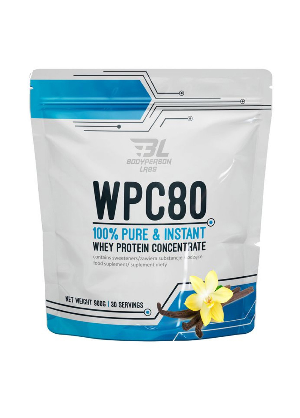 Протеин для снижения и наращивания мышечной массы WPC80 Vanilla, 900 г Bodyperson Labs (250603676)