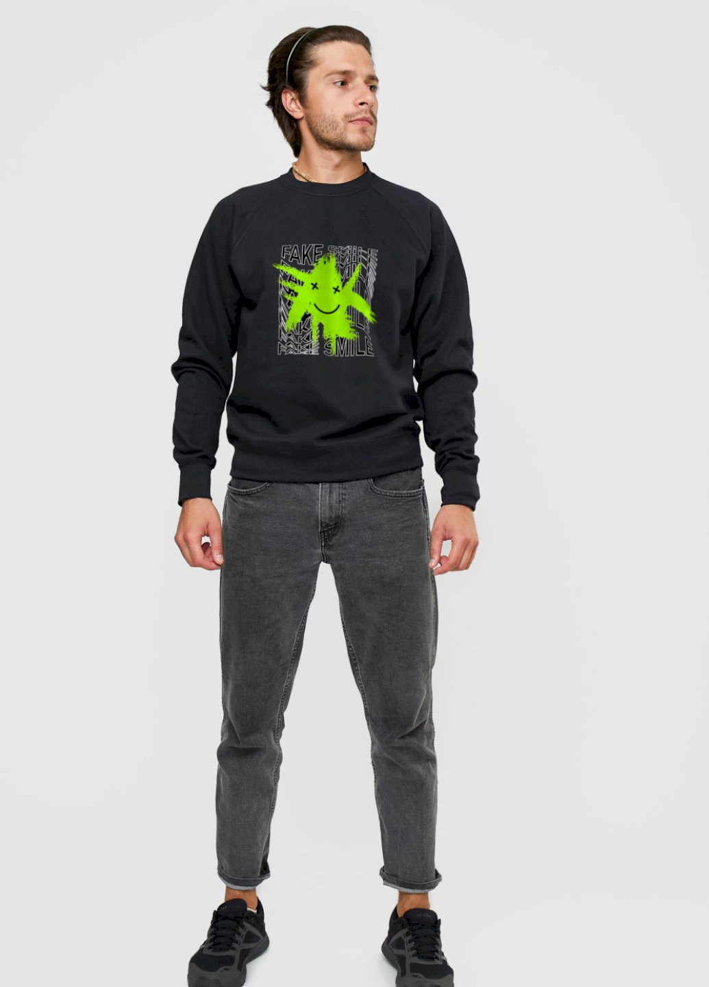 Чорний світшот чоловічий YAPPI малюнок (251424281)