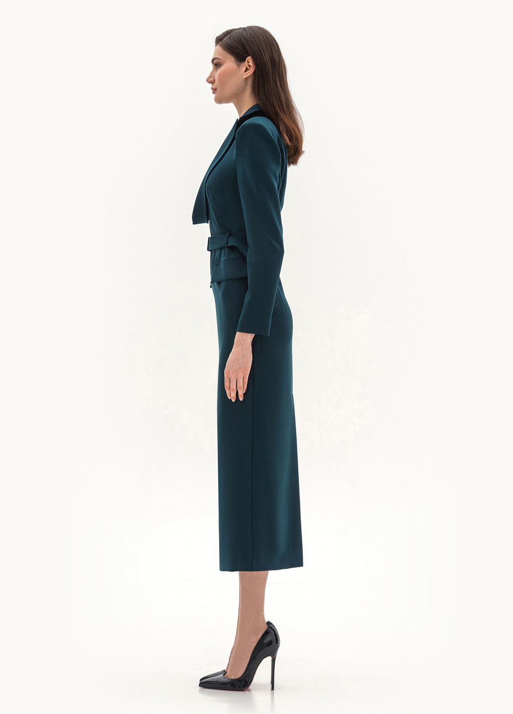 Изумрудное деловое, кэжуал платье платье-жакет BGL однотонное