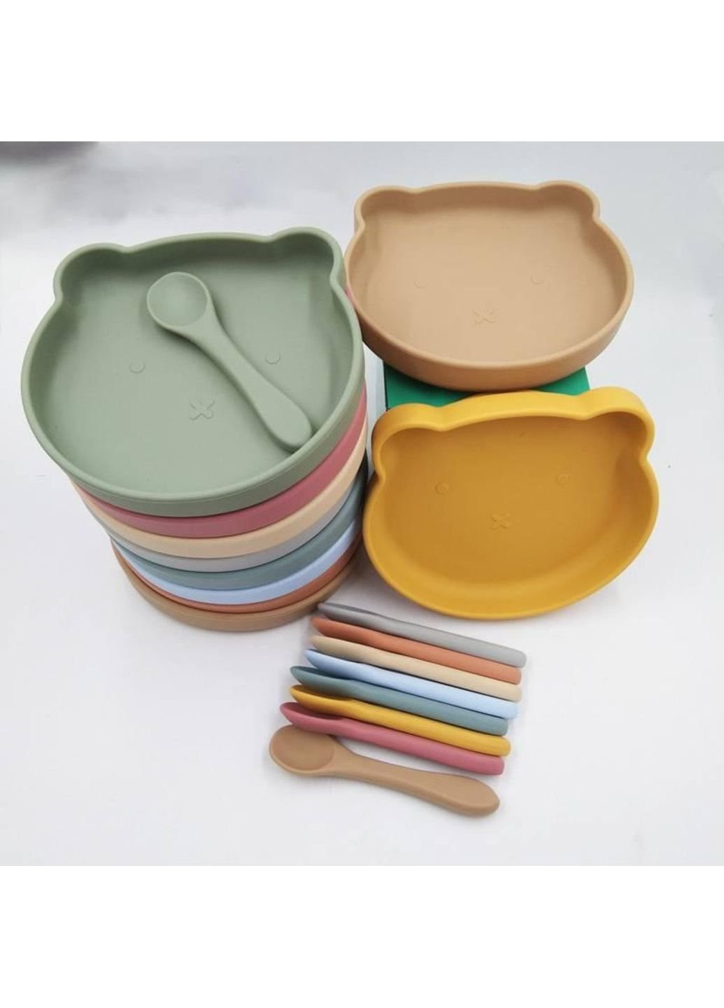 Дитячий набір посуду 6436 2 предмети зелений No Brand (253623750)