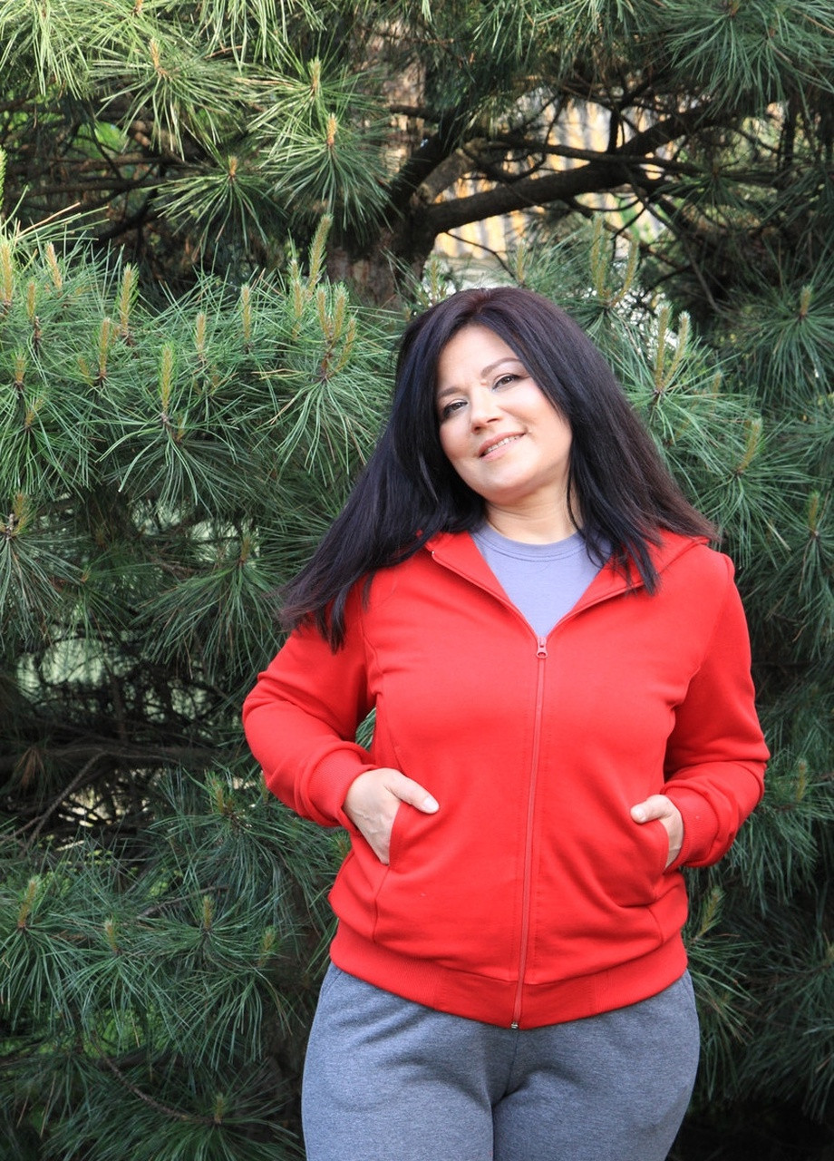 Красное повседневный женская кофта с длинным рукавом V.O.G. однотонное