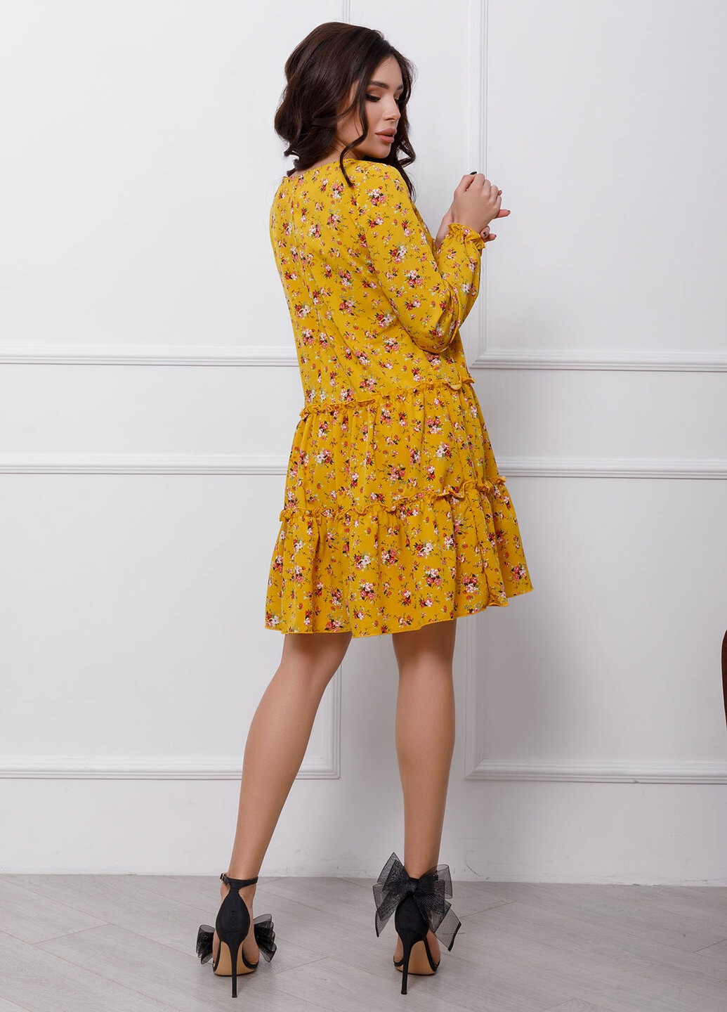 Жовтий кежуал плаття ISSA PLUS з квітковим принтом