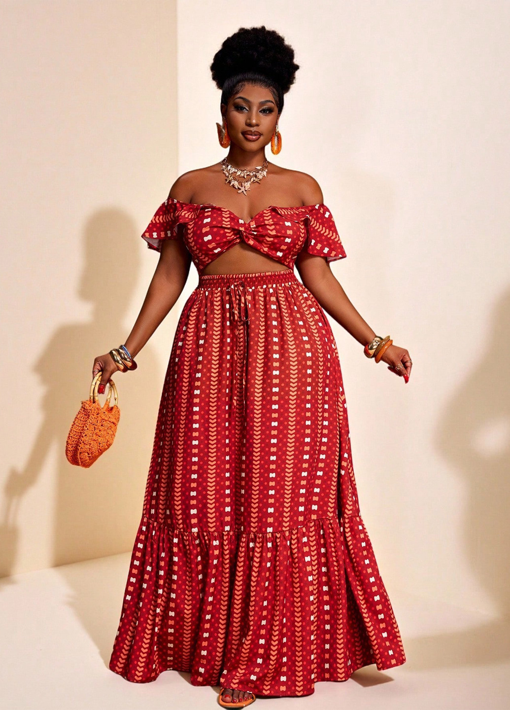 Комбинированный летний комплект (топ, юбка) SHEIN