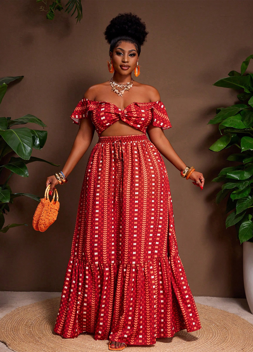 Комбинированный летний комплект (топ, юбка) SHEIN