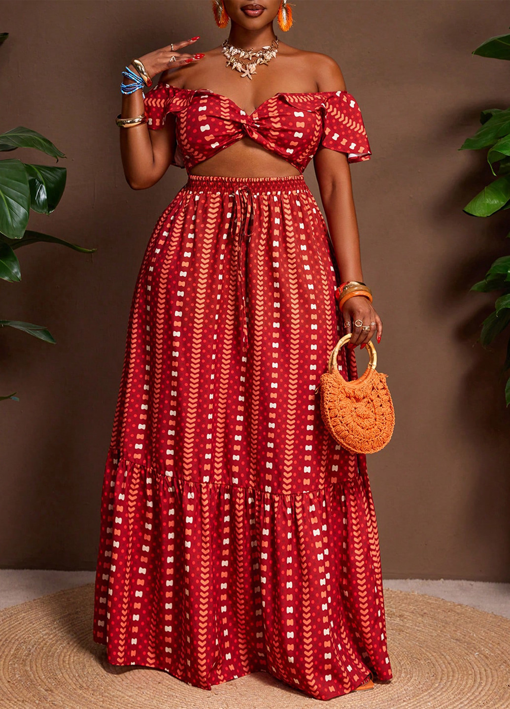 Комбинированный летний комплект (топ, юбка) SHEIN