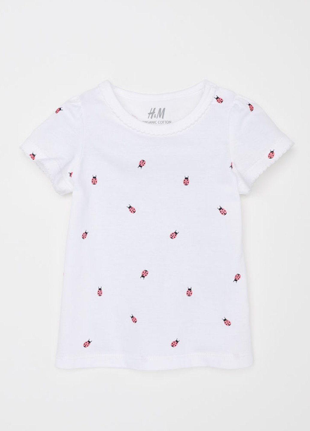 Белоснежная летняя футболка с коротким рукавом H&M