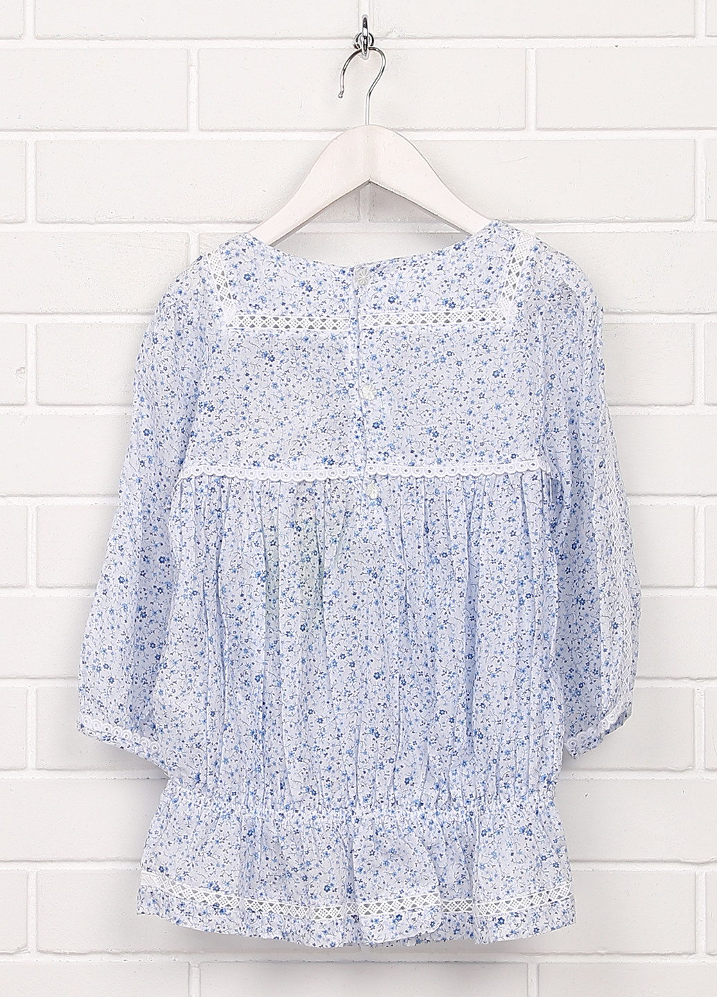 Голубая цветочной расцветки блузка Mayoral летняя