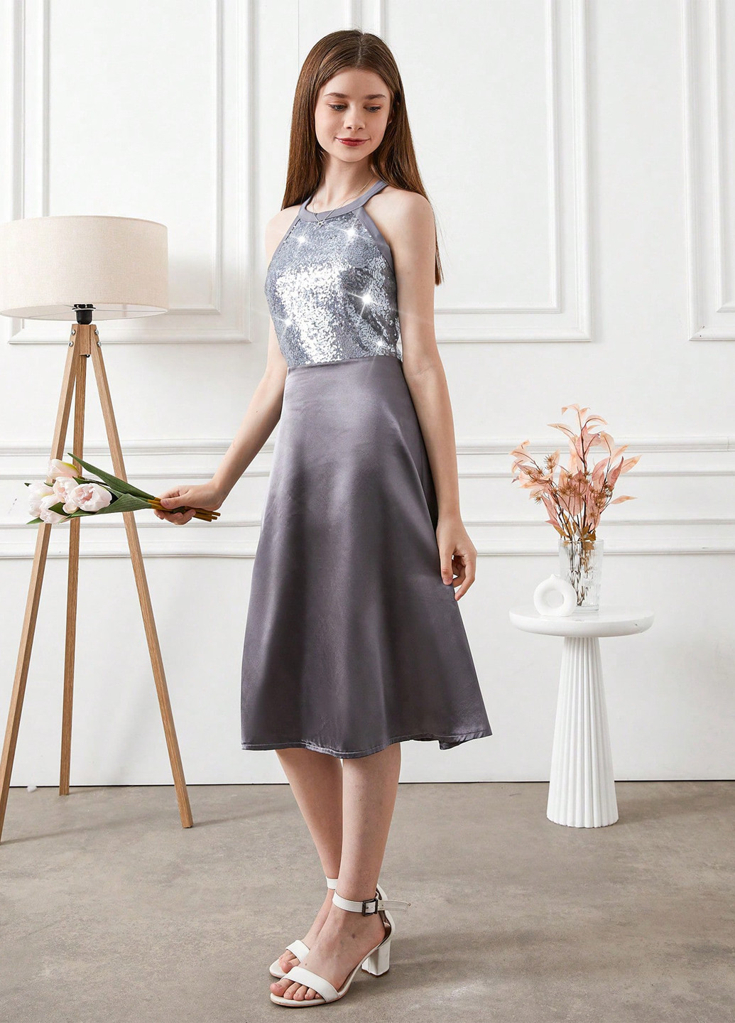 Серое платье SHEIN (316776719)