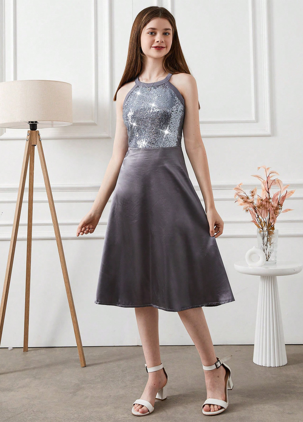 Серое платье SHEIN (316776719)