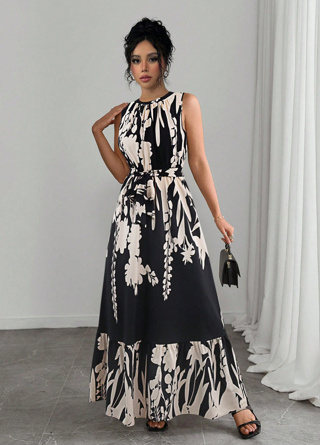 Чорна святковий, вечірня сукня а-силует SHEIN з абстрактним візерунком