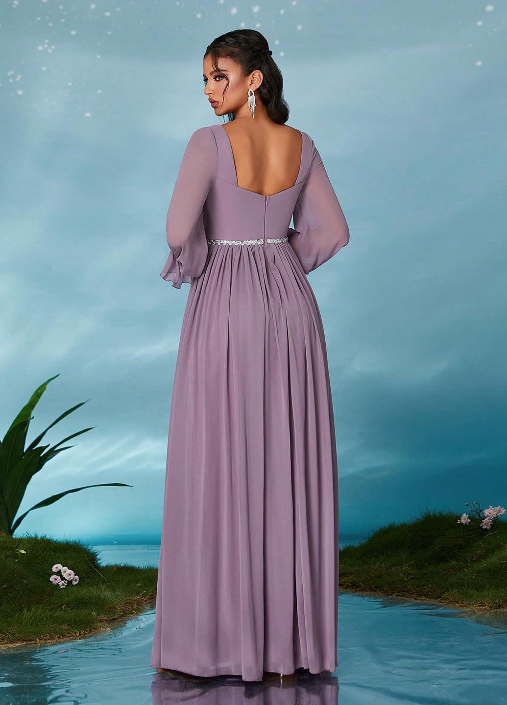 Світло-фіолетова святковий, вечірня сукня SHEIN однотонна