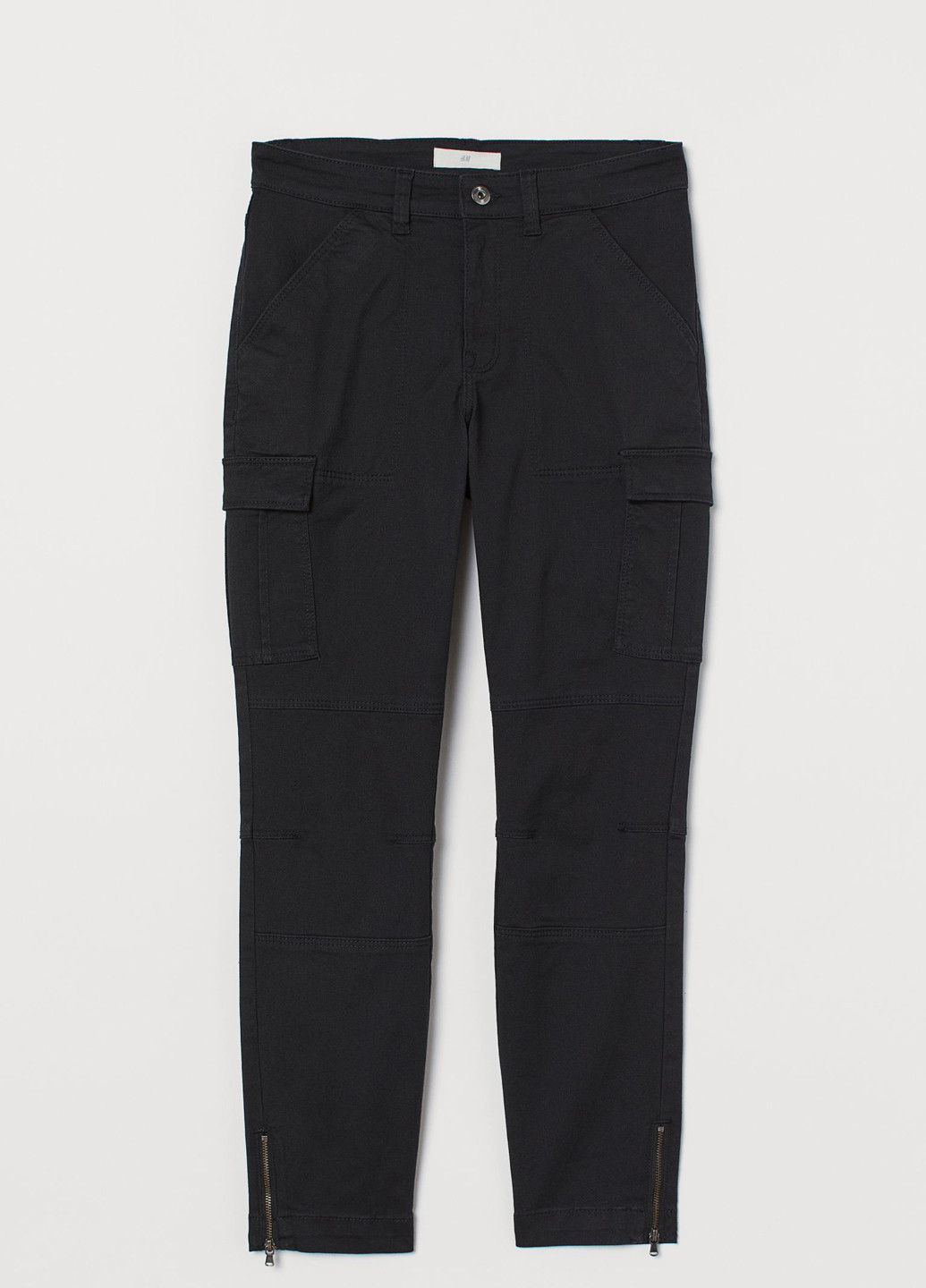 Джинси H&M карго однотонні чорні джинсові бавовна