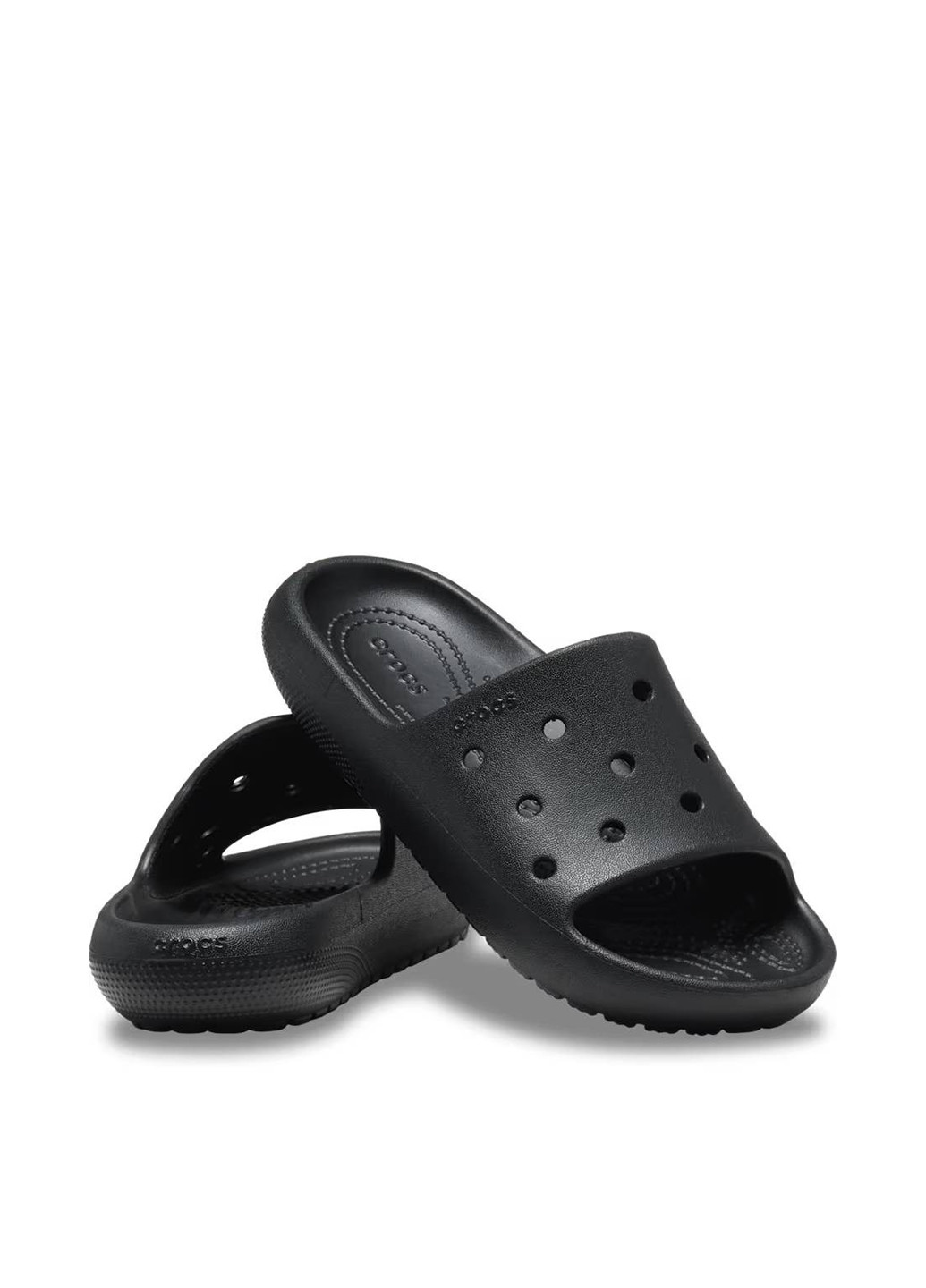 Черные пляжные, домашние, кэжуал шлепанцы Crocs с логотипом, с перфорацией