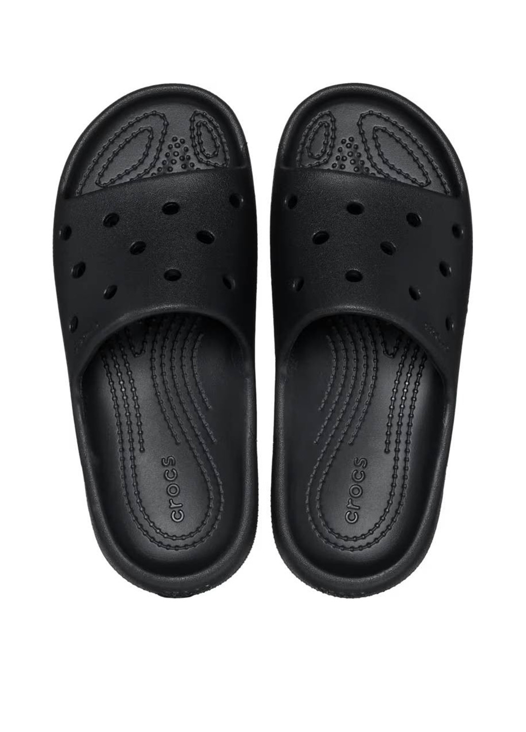 Черные пляжные, домашние, кэжуал шлепанцы Crocs с логотипом, с перфорацией