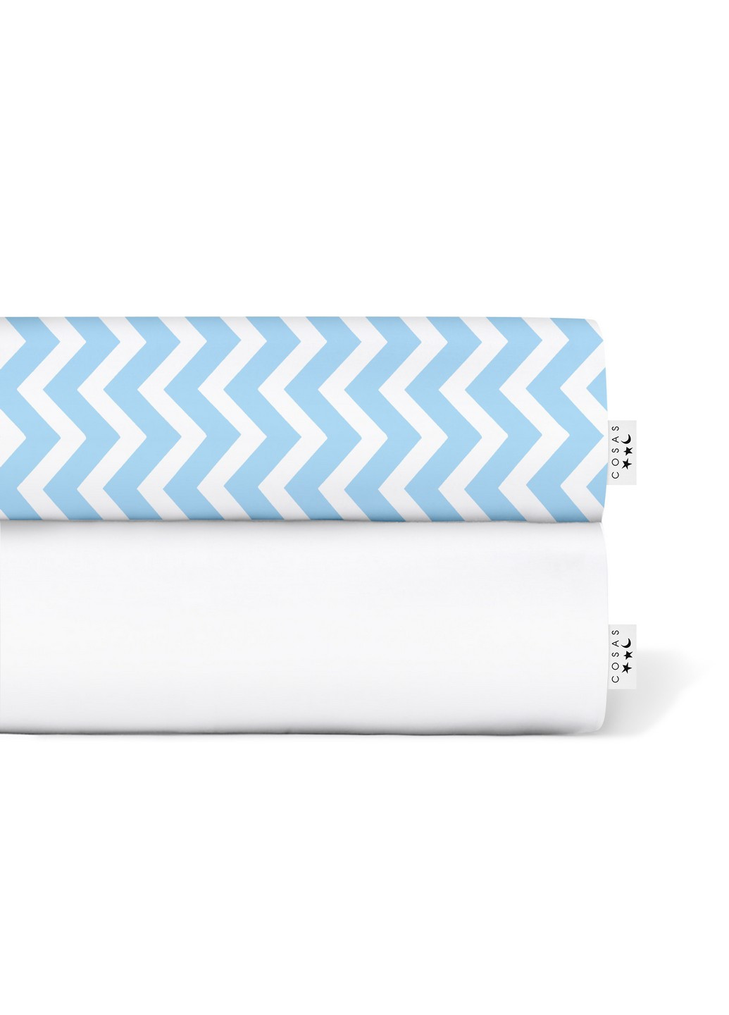 Набор простыней на резинке (2 шт) 90х200х20 WHITE / ZIGZAG LIGHT BLUE Cosas Set_White_ZigLBlue_90x200_2 (250393486)
