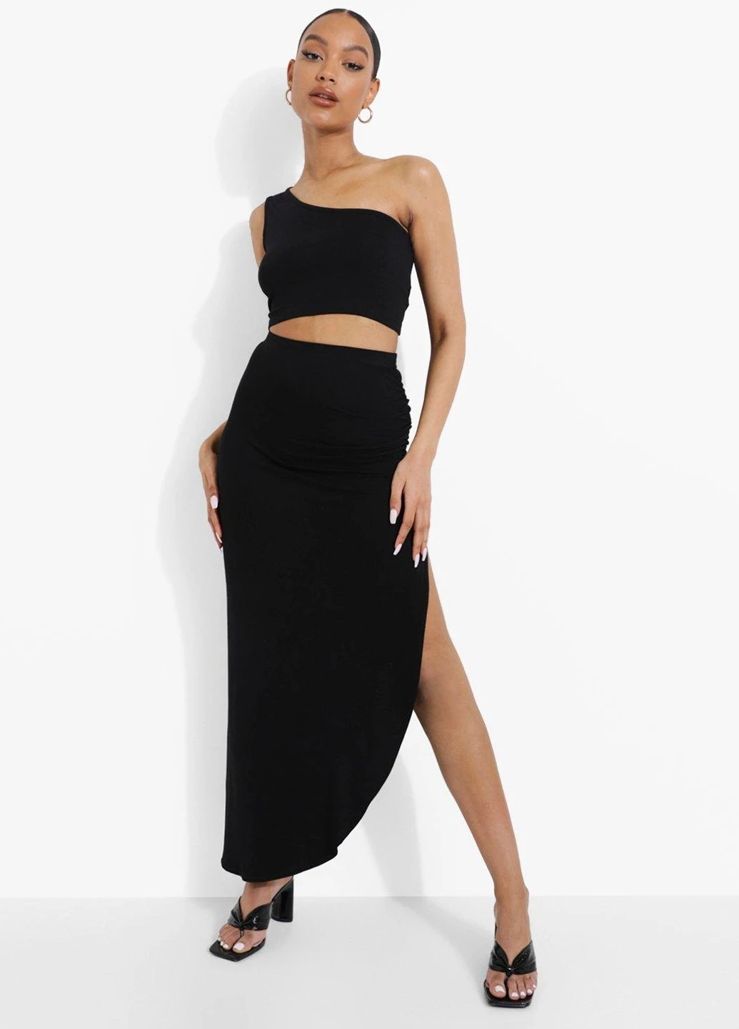 Черная кэжуал однотонная юбка Boohoo
