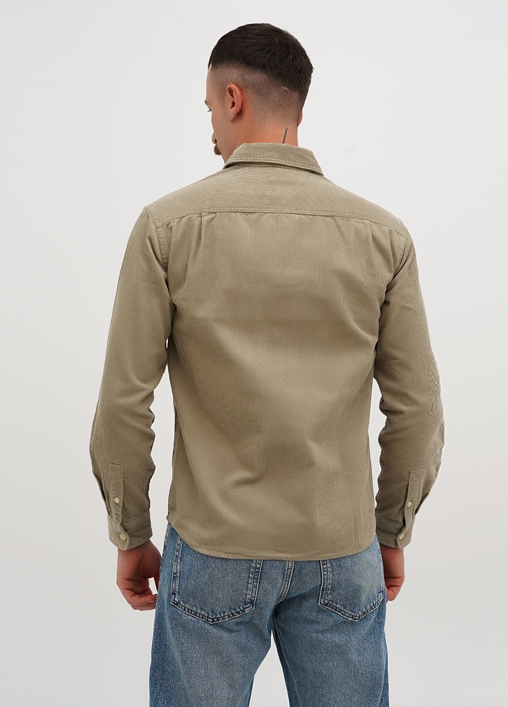 Оливковковая (хаки) кэжуал рубашка однотонная H&M