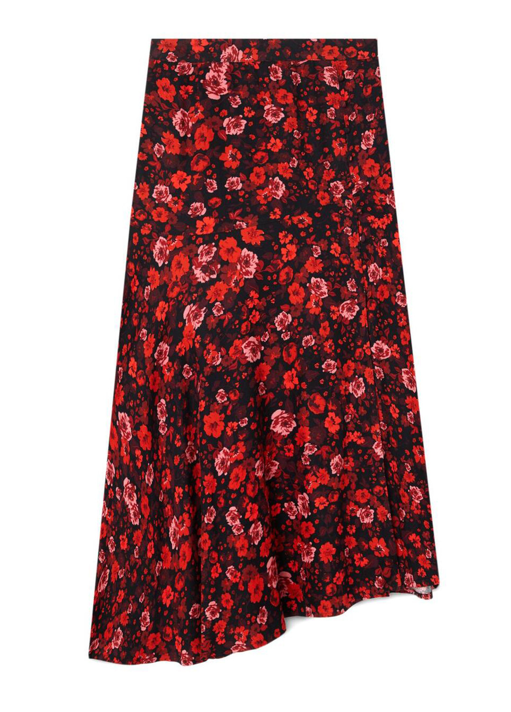 Темно-красная кэжуал цветочной расцветки юбка Stradivarius
