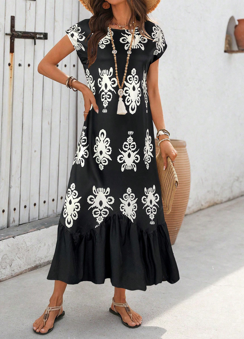 Чорна кежуал сукня а-силует SHEIN з малюнком