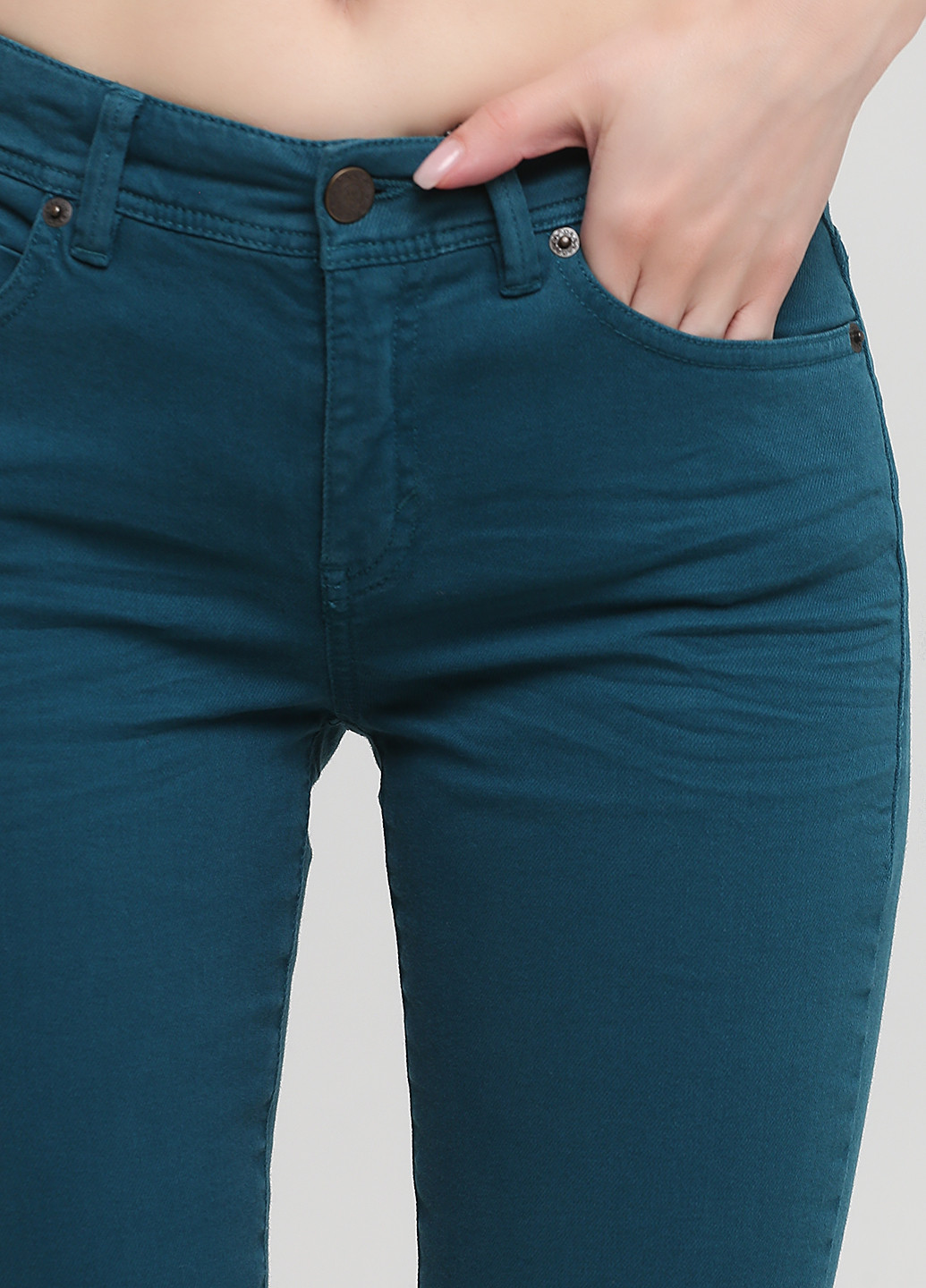 Бирюзовые джинсовые демисезонные зауженные брюки Ikks