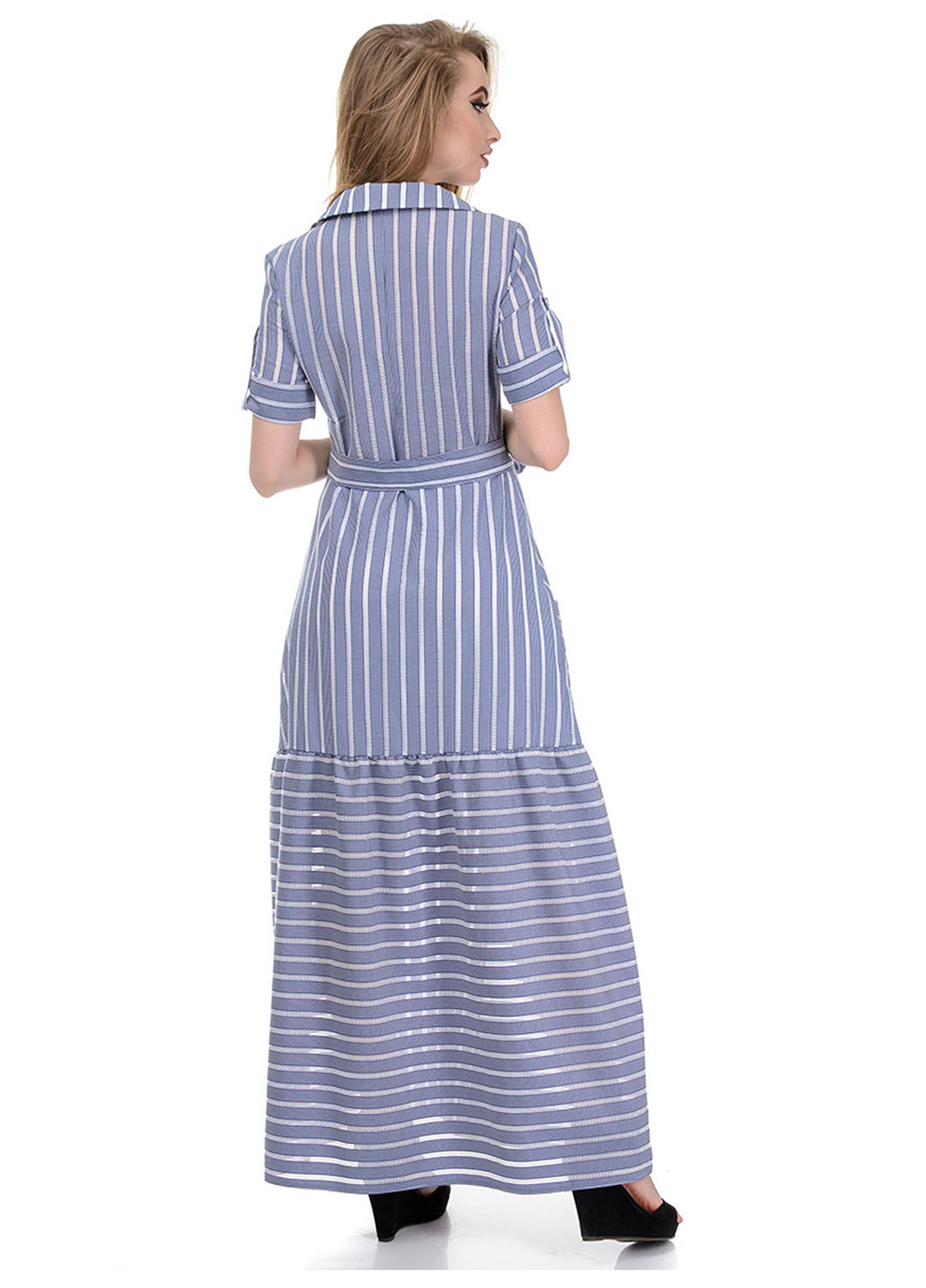 Серо-синее кэжуал платье рубашка A.G. в полоску