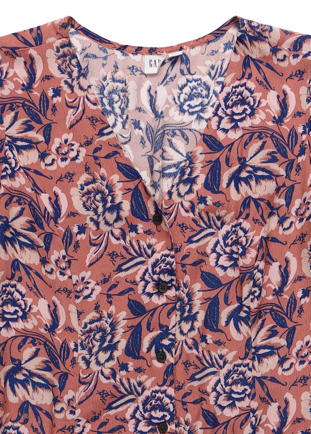 Розовое кэжуал платье рубашка, клеш Gap с цветочным принтом