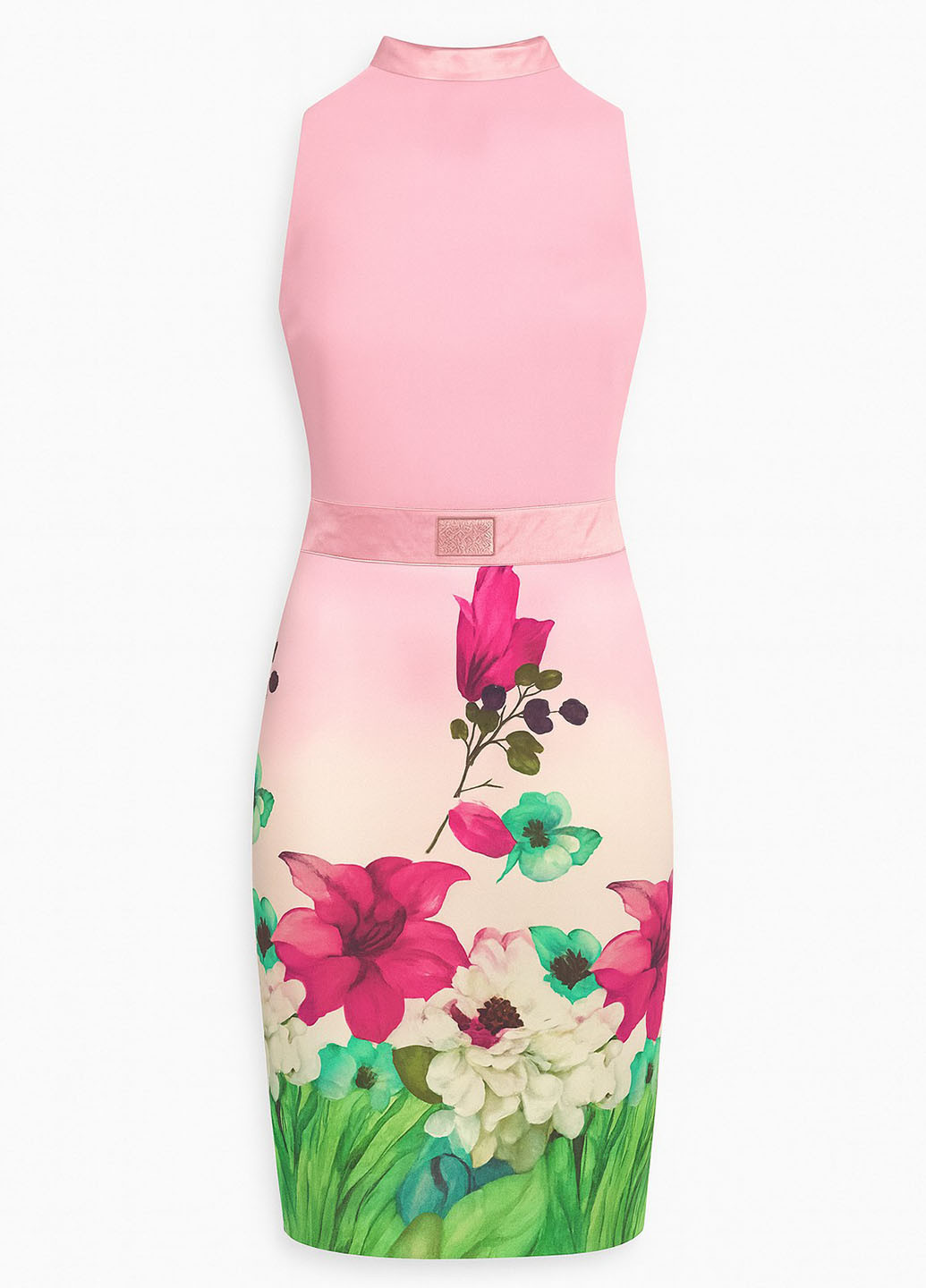 Блідо-рожева кежуал сукня футляр, сукня-сорочка Sassofono з квітковим принтом